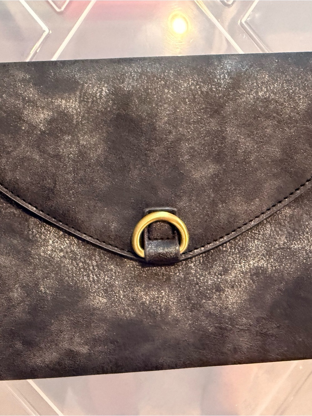 Anthropologie Black Faux Leather Envelope Clutch‎ | Magnetic Snap | Minimalist